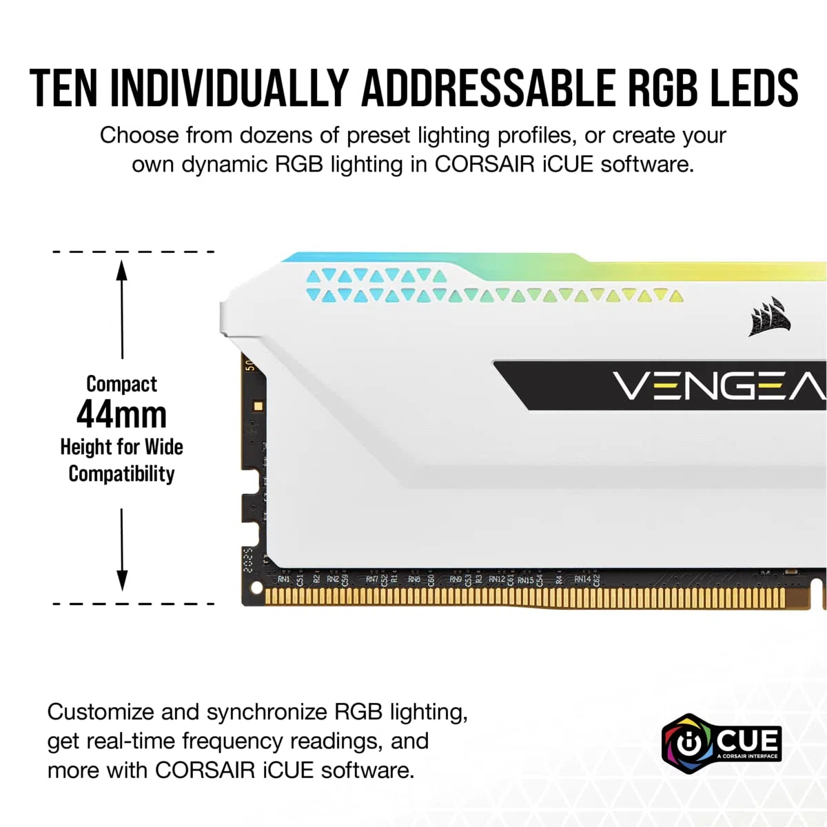 Corsair Vengeance RGB PRO SL 32GB (2x16GB) DDR4 Bis zu 3200MHz (PC4-25600) C16 1.35V Desktop Memory - Weiß