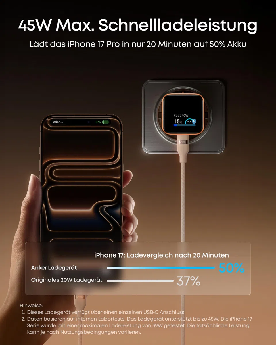 Anker 240W USB C Kabel [2 Stück 1,8m]+Anker 45W USB C Ladegerät