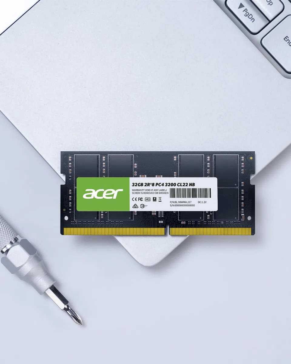 Acer SD100 32GB DDR4 SODIMM 3200MHz CL22-260-Pin Computer RAM - Low Voltage Speichermodul - PC Arbeitsspeicher für Laptop & Notebook Upgrade (Single)