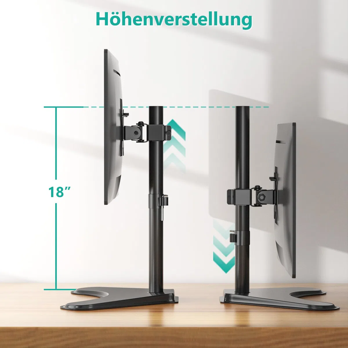 WALI Monitor Halterung 1 Monitor,Höhenverstellbarer Bildschirm Halterung,Freistehender Monitorständer mit VESA 75 bis 100,voll verstellbar für bis 32 Zoll (MF001),Schwarz