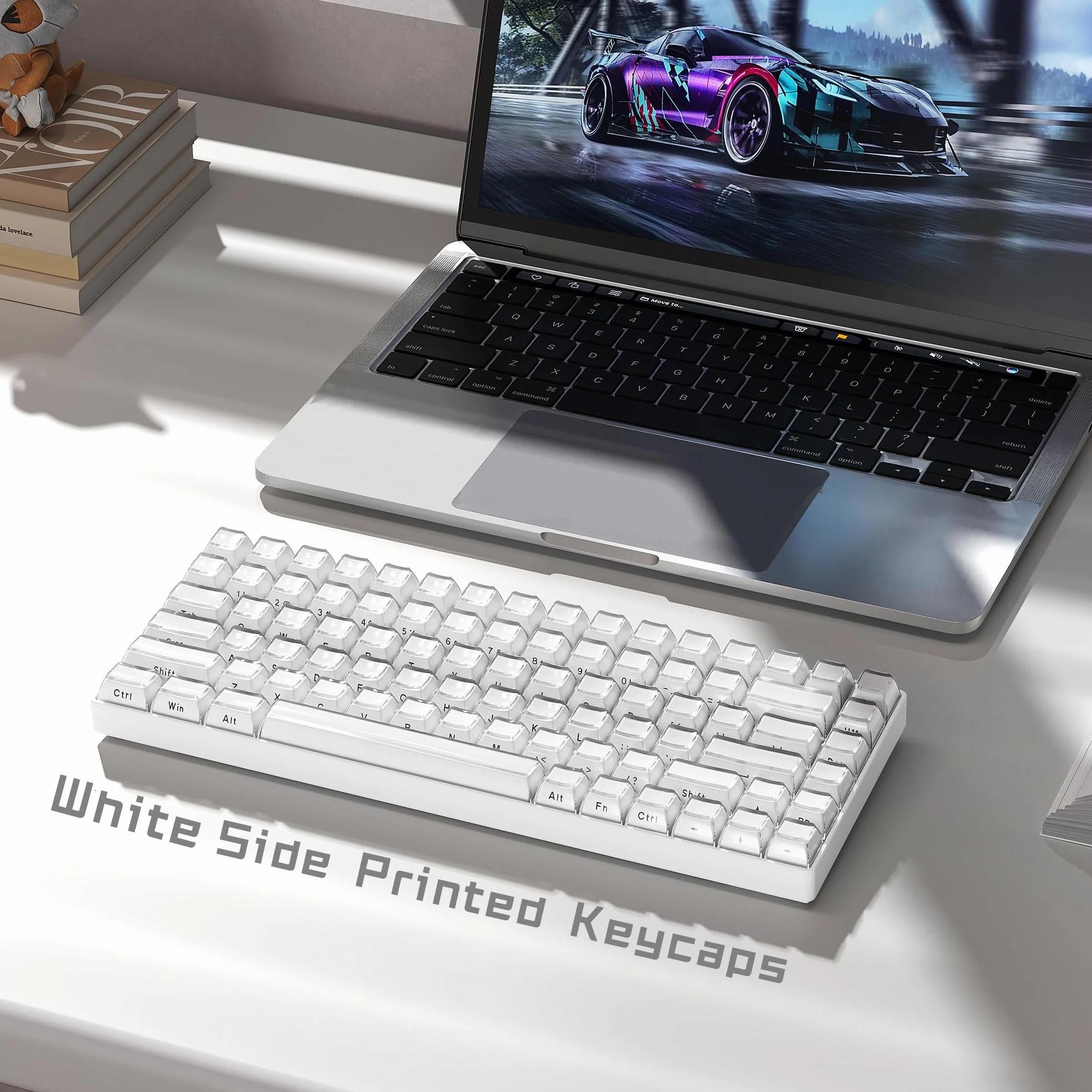 Womier Keycaps – Crystal Jelly Keycaps für 60, 65, 75, 100% Tastaturen, Bedruckte Tastenkappen, 113-Tasten-OEM-Profil für 61/68/84/87/98/100 Cherry Gateron MX mechanische Tastaturen, Weiß