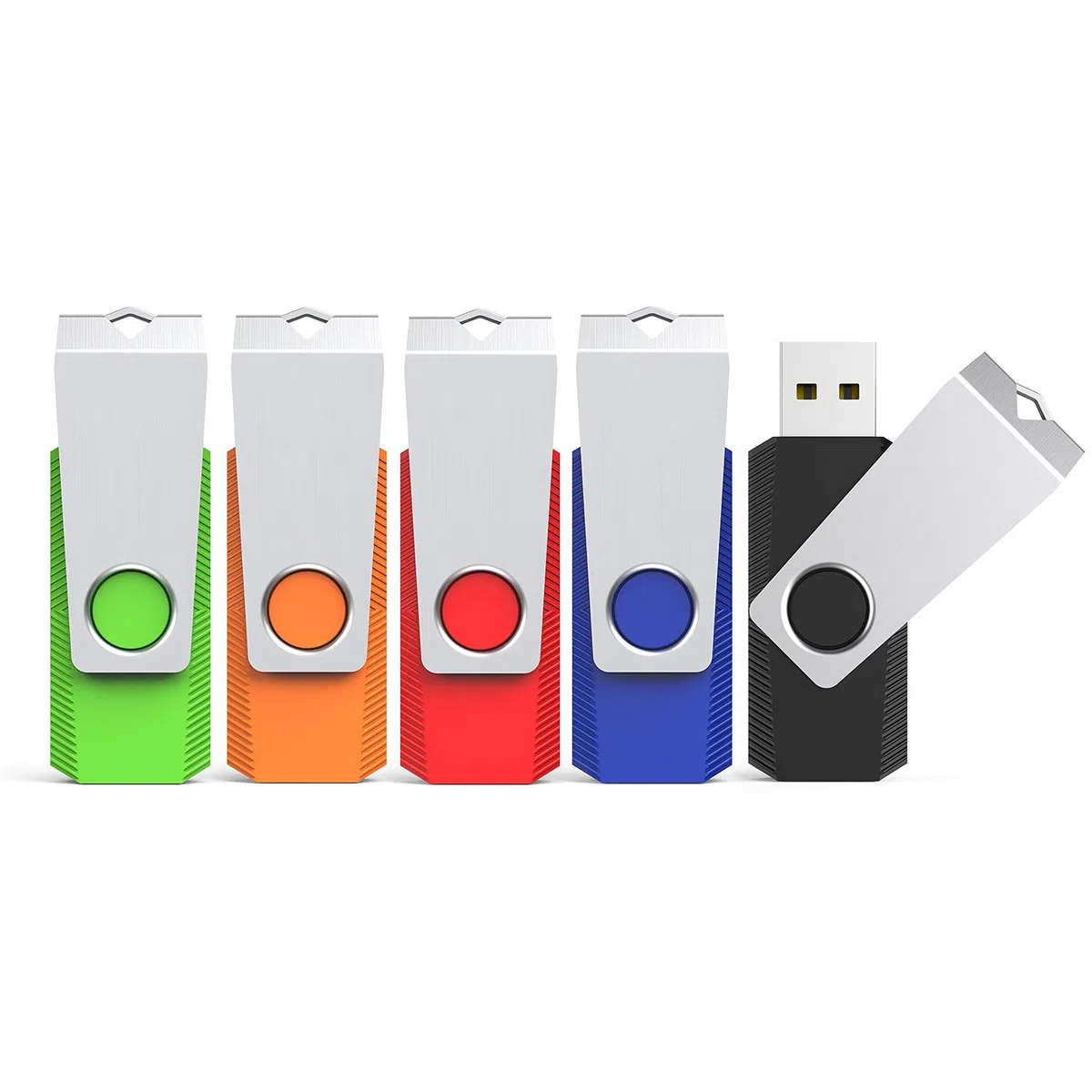 KEXIN USB Stick 64GB 5er Set, Speicherstick USB 2.0, Buntes Metallgehäuse, Drehbares Design - Schlüsselanhängergeeignete USB-Sticks