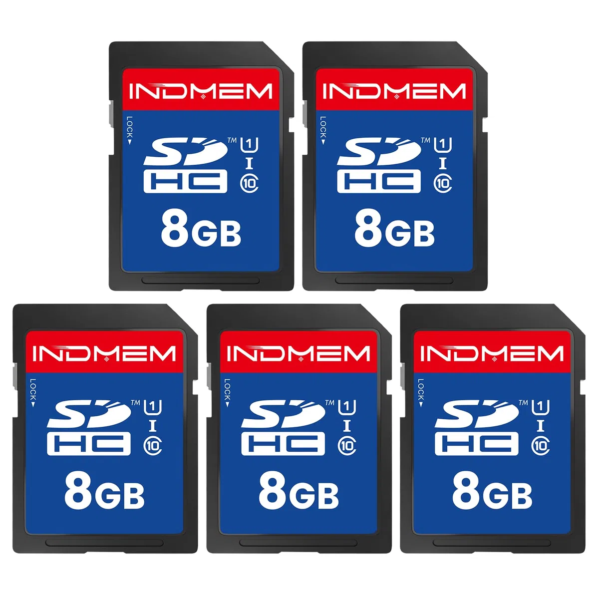 SD Card 8GB, SD Memory Card 8GB UHS-I SDHC U1 Class 10, High Speed Card for Digital Camera, Computer, Trail Camera 5 Packs