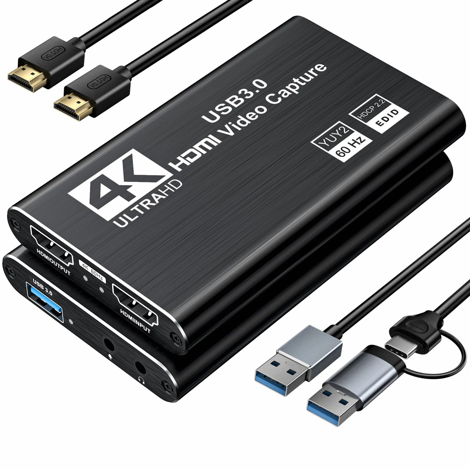 XIIXMASK Video Capture Karte, USB 3.0 Capture Card HDMI Loop-Out, 1080P 60FPS Videospiel-Capture für Arbeiten für PS5/Kamera/PC