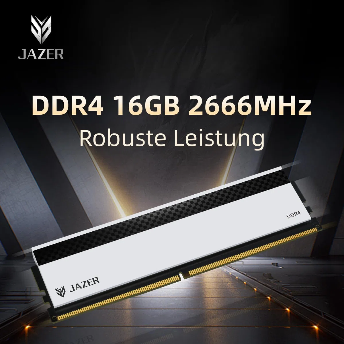 JAZER DDR4 RAM 16GB 2666MHz DIMM PC4-21300 Desktop Memory | 1x16GB, XMP 2.0, CL19, 1.2V, High Performance Arbeitsspeicher