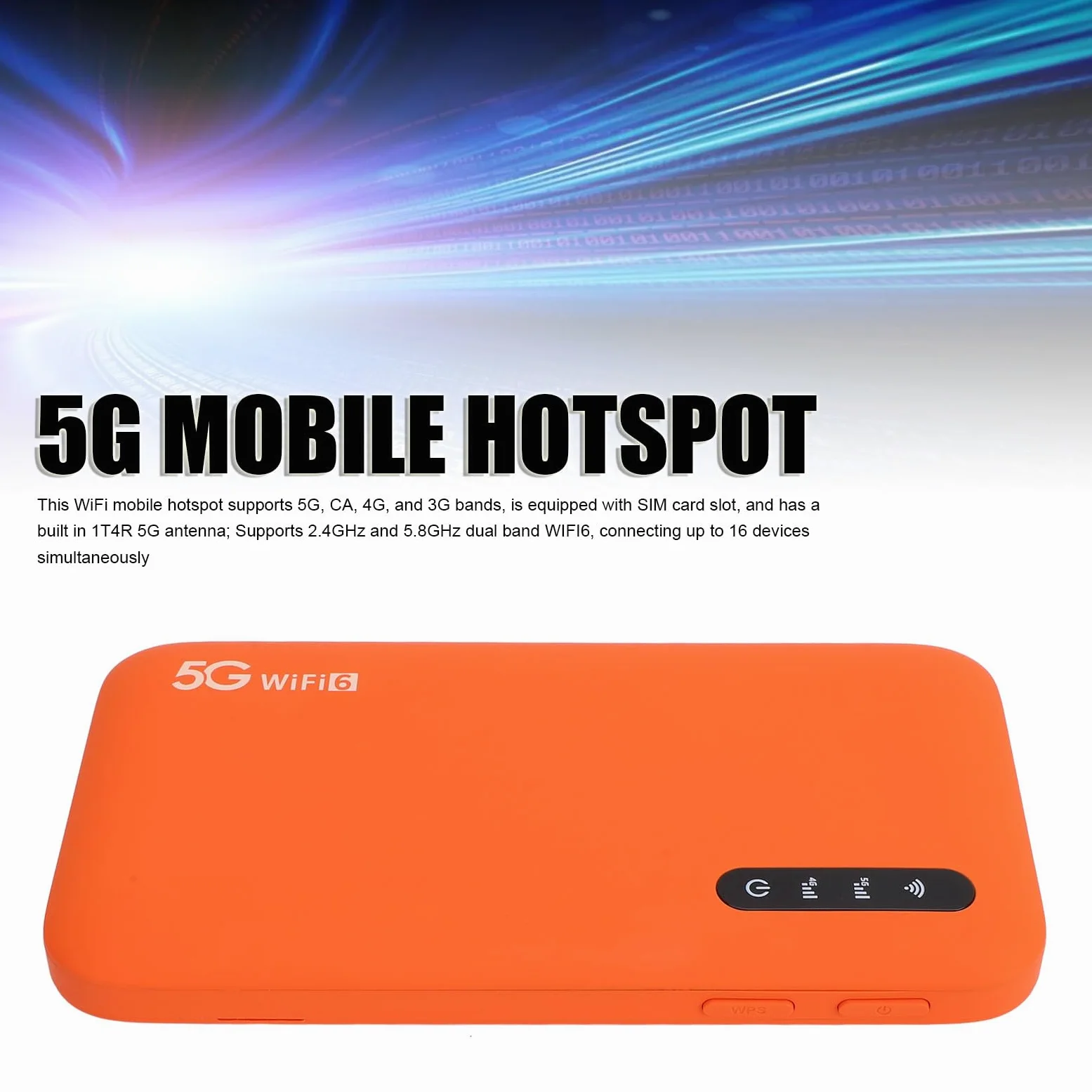 Tragbarer 5G-WLAN-Hotspot, 2,4 GHz 5,8 GHz WiFi 6, Mobiler Hotspot mit SIM-Kartensteckplatz, 16 Gemeinsame Geräte, 6100 MAh, Reise-WLAN-Gerät für Telefone, Laptops, Tablets