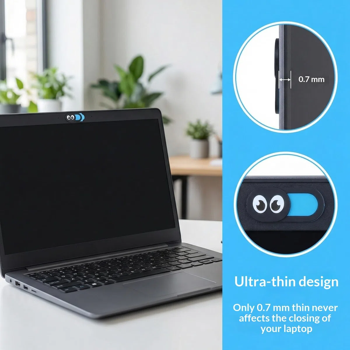 Ultradünne Kameraschutzhülle, Webcam Abdeckung, Geeignet für Laptops, Smartphones und Tablets, Objektivabdeckung, Praktisches Schiebedesign (8er-Packung)