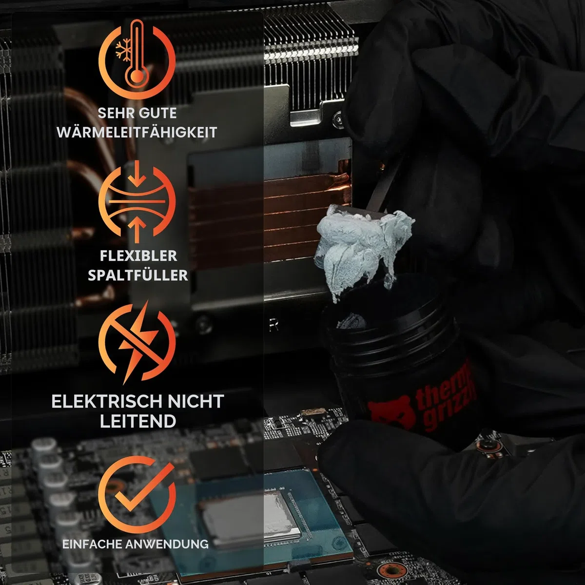 Thermal Grizzly - TG Putty Pro - 30 g - Hochleistungs Thermal Putty, elektrisch Nicht leitend - Sehr hohe Wärmeleitfähigkeit - Für GPU und PCB