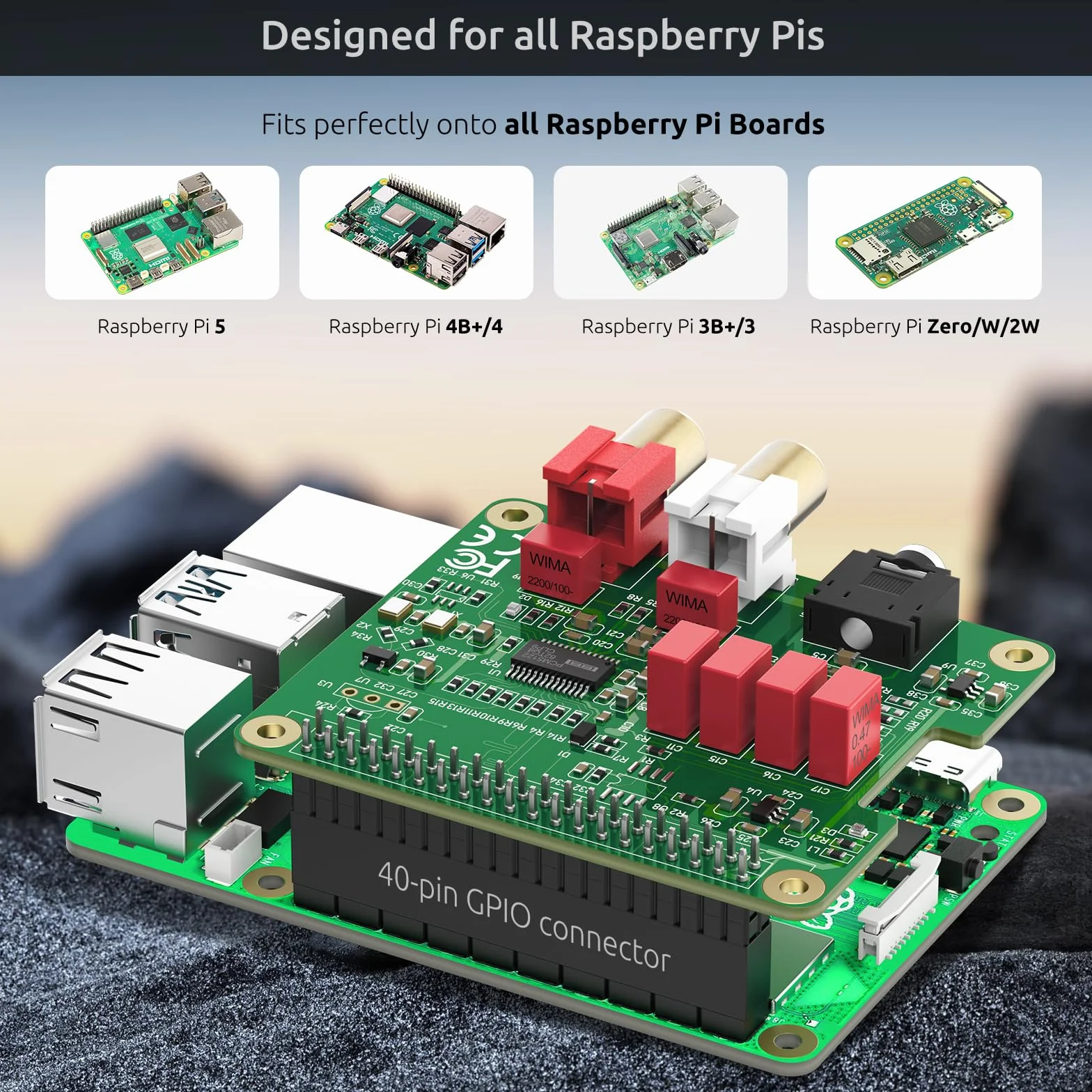 InnoMaker HiFi DAC HAT für Raspberry Pi 5/4/3B+/Zero | PCM5122 384kHz/32bit DAC Audio-Erweiterungskarte | Duale Oszillatoren & DOP | RCA/3.5mm Ausgang, 112dB SNR