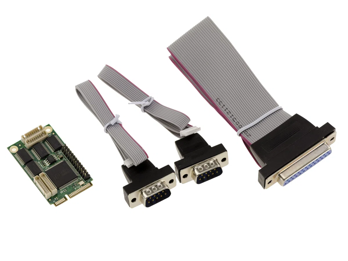 KALEA-INFORMATIQUE MiniPCIe-Karte 1 parallel Port LPT DB25 + 2 Ports COM DB9 RS232 Full Size mPCIe-Format mit Chipsatz WCH CH384L.