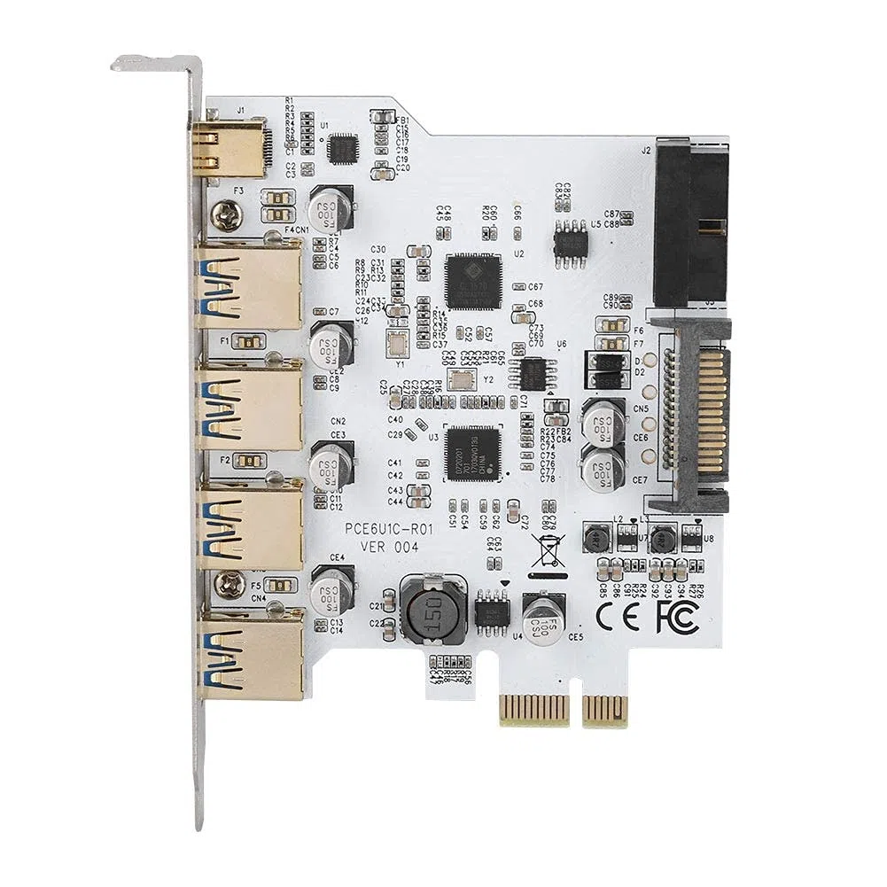 ASHATA PCI-E zu USB3.0 Type-C-Adapter mit 4 Anschlüssen Erweiterungskartensteckplatz Dual Interface Karte