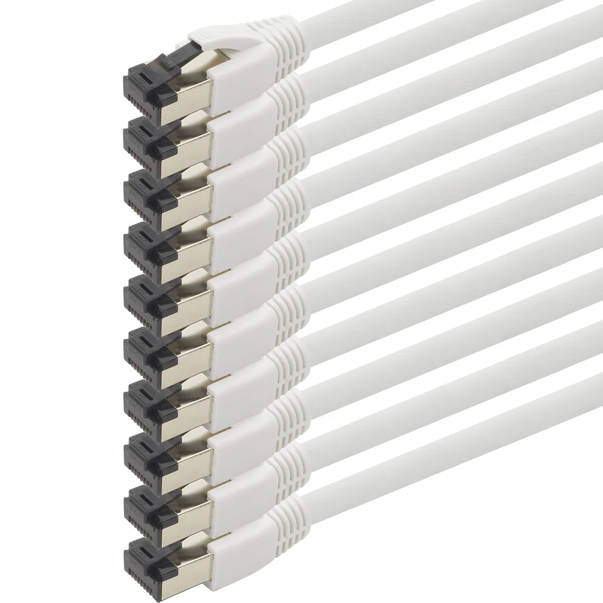 1aTTack.de 1m Cat 8 Netzwerkkabel CAT8 Kabel Weiss - 10 Stück Cat.8 Lan 2000 Mhz 40 Gbit s 40GBase-T Poe+ Patchkabel Ethernetkabel LSZH - 10 x 1 Meter Weiss