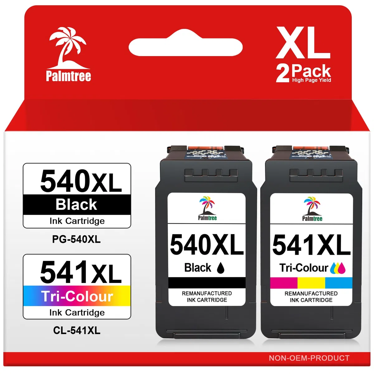 Palmtree 540XL 541XL Kompatibel für Canon Druckerpatronen 540 541 XL für Canon TS5150 Druckerpatronen für PIXMA MG3650s MG3650 MG3600 MG3350 TS5100 TS5151 MX535 MX475 PG540XL CL541XL Schwarz Farbe