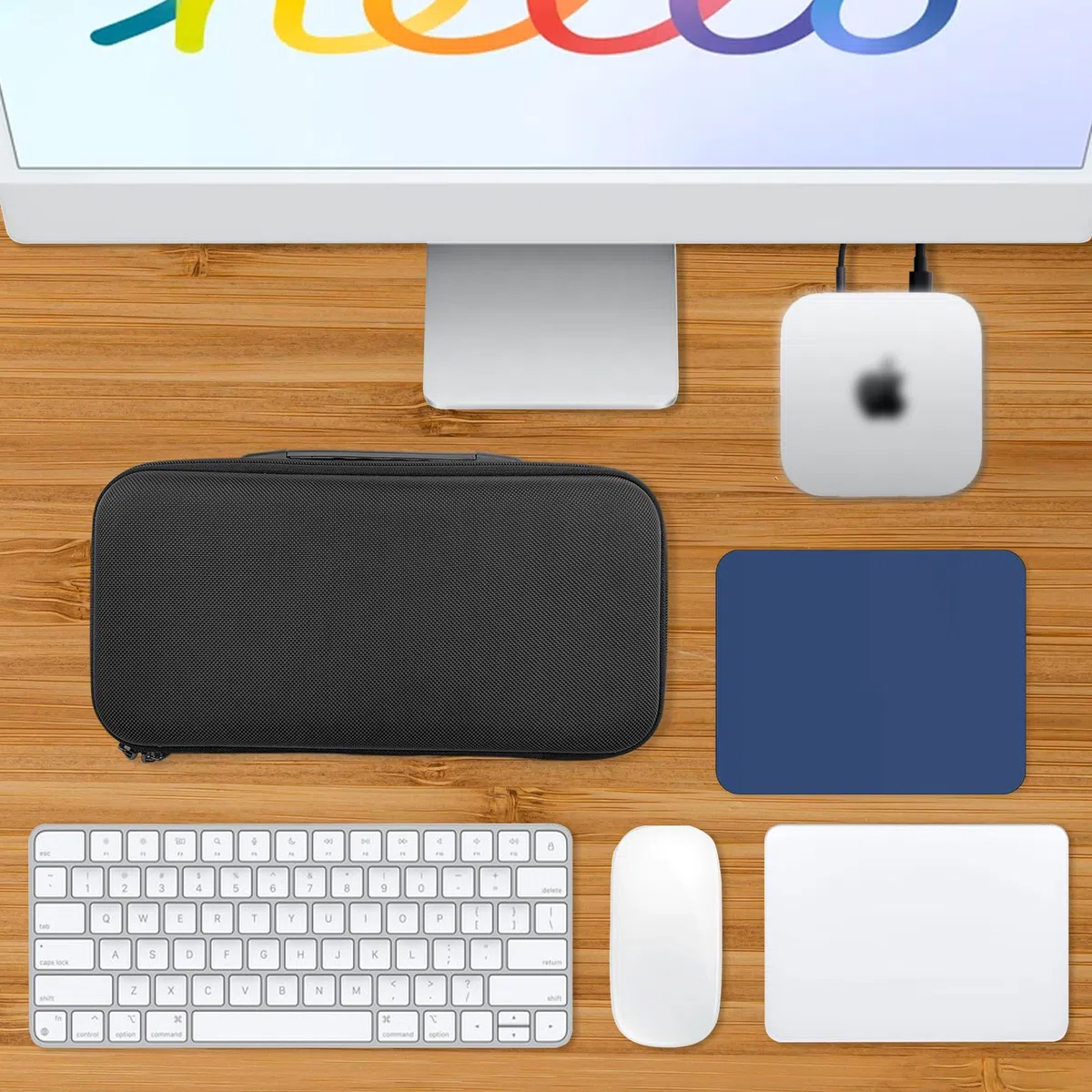 Musiin Premium Mac Hülle mit Riemen in ultimativem Schutz Kompatibel mit 2024 Mac Mini M4/Mac mini M4 Pro Hülle, reisebereit für Magic Mouse, Magic Keyboard, Magic Trackpad und Zubehör.