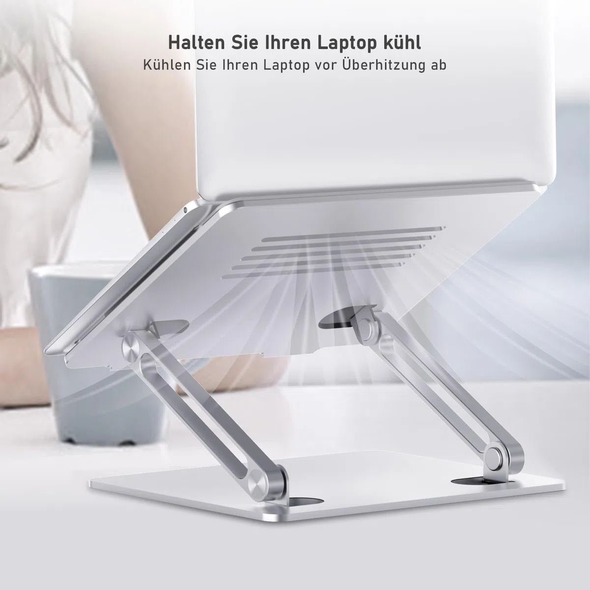BoYata Laptopständer, Multi-Angle Laptop Ständer mit Heat-Vent, Verstellbarer Notebook Ständer Kompatibel für Laptops (10-15 Zoll) einschließlich MacBook Pro/Air, Dell, HP, Samsung (Silber)