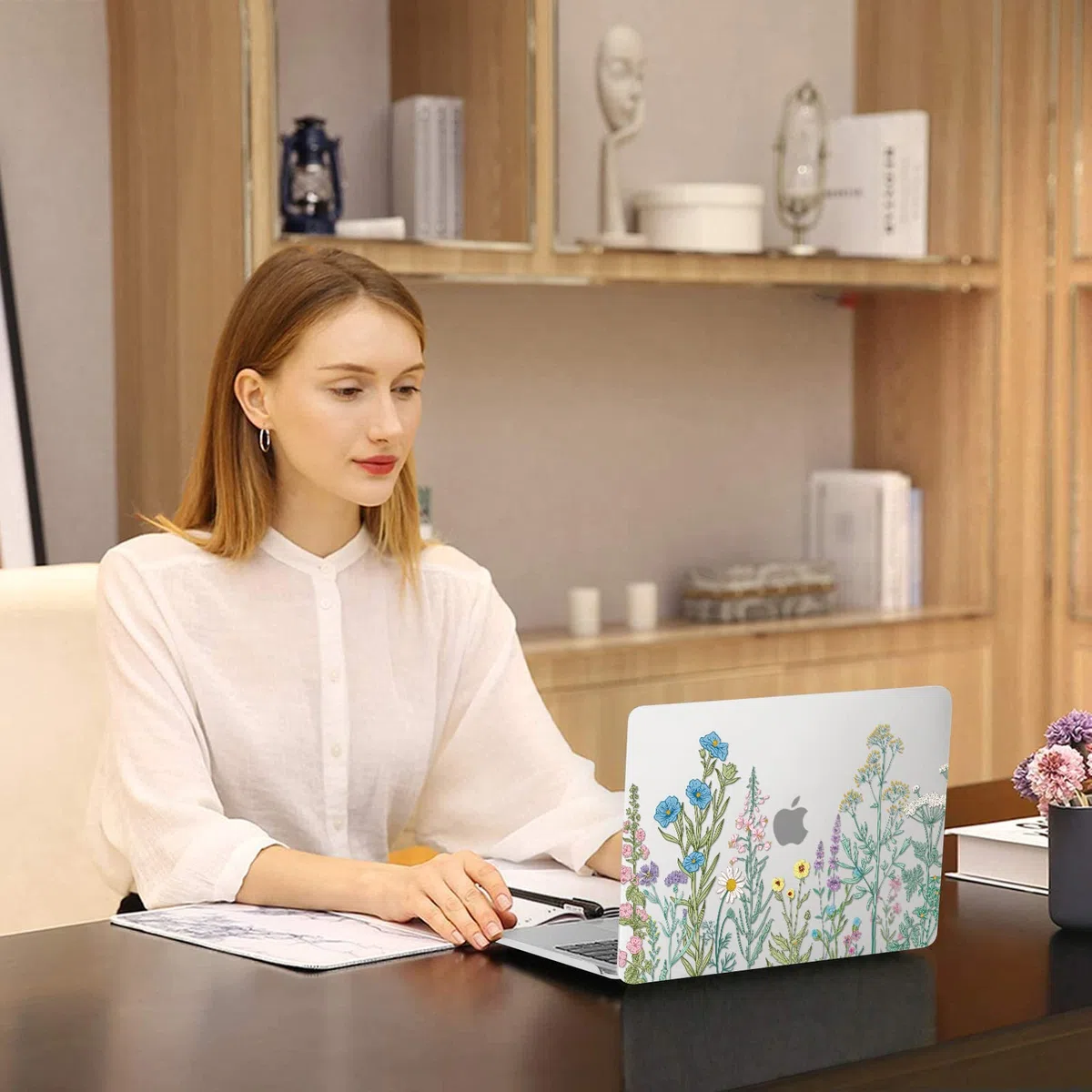 MOSISO Hülle Case Kompatibel mit MacBook Air 13 Zoll 2021 2020 2019 2018 A2337 M1 A2179 A1932 Retina Display, Plastik Lebendige Blume Hartschale&Tastaturschutz&Displayschutzfolie,Transparent