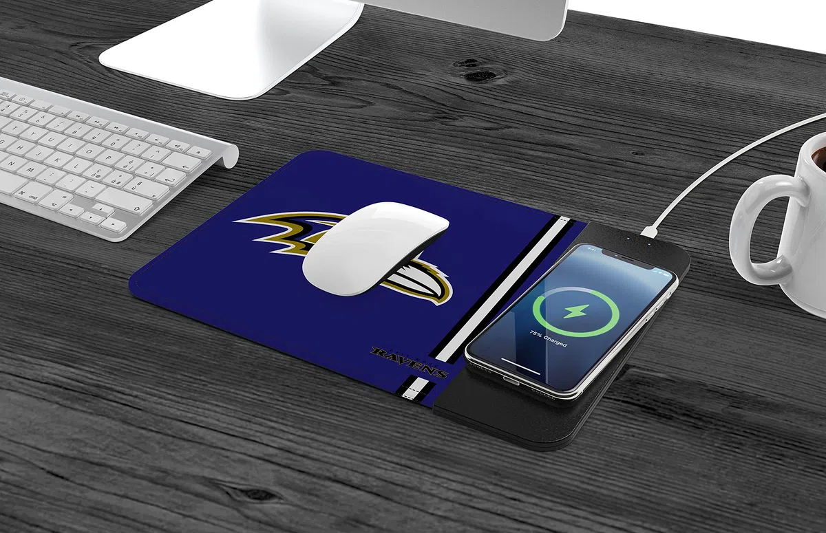 SOAR NFL Wireless Charging Mouse Pad, Baltimore Ravens