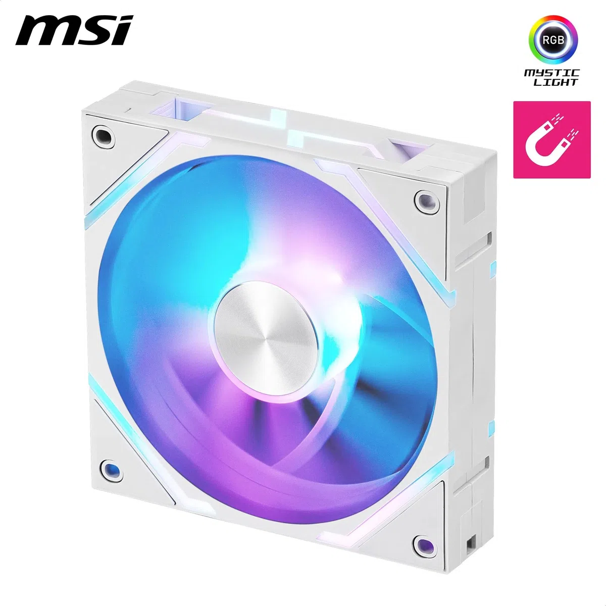 MSI MPG EZ120 ARGB WHITE Lüfter - 1x 120 mm ARGB-Lüfter, fluiddynamisches Lager mit zusätzlicher Mutterbefestigung, Mystic Light & Cooling Wizard Unterstützung mit MSI Mainboards