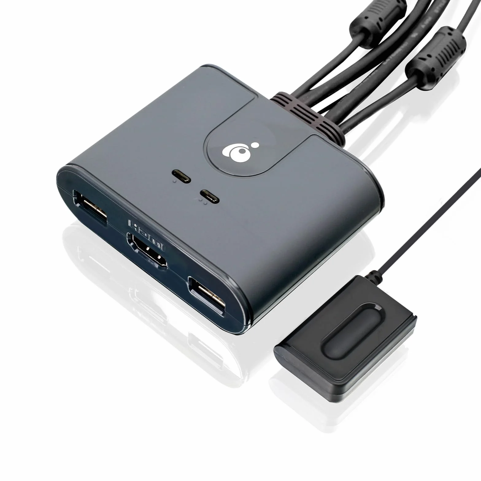 IOGEAR HDMI KVM Switch 2 PC 1 Monitor 1080@60Hz Full HD für Maus, Tastatur, Drucker mit USB/HDMI-Kabel und Fernbedienung, Plug n Play, kompatibel mit Win11/10, Mac