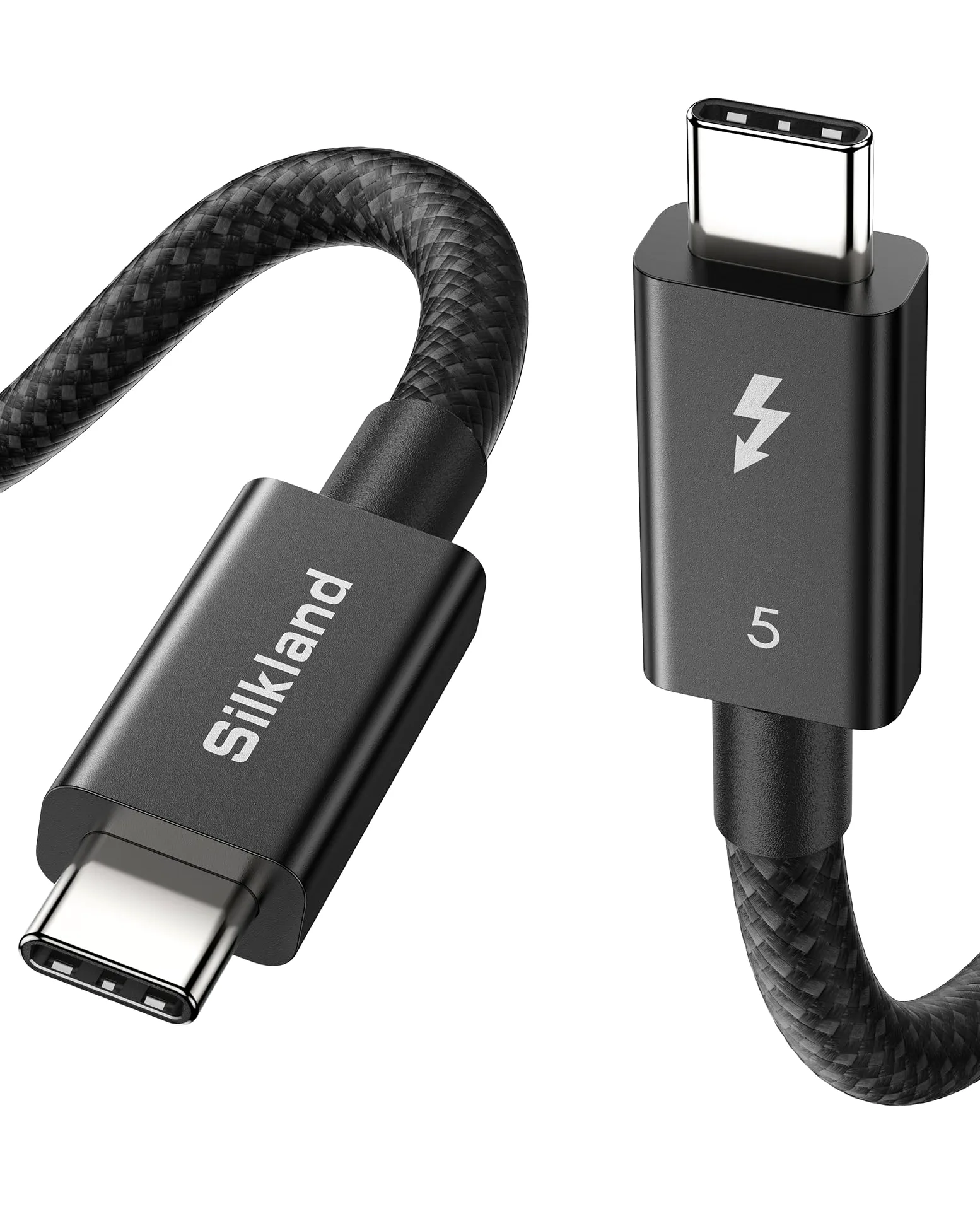 Silkland Intel-Zertifiziert 80Gbps Thunderbolt 5 Kabel 1M Prime Geflochten, bis zu 120Gbps mit Bandwidth Boost, Dual 8K/6K, 240W Schnellladen, Kompatibel mit Thunderbolt 4/3, USB4, MacBook M4 Pro, SSD