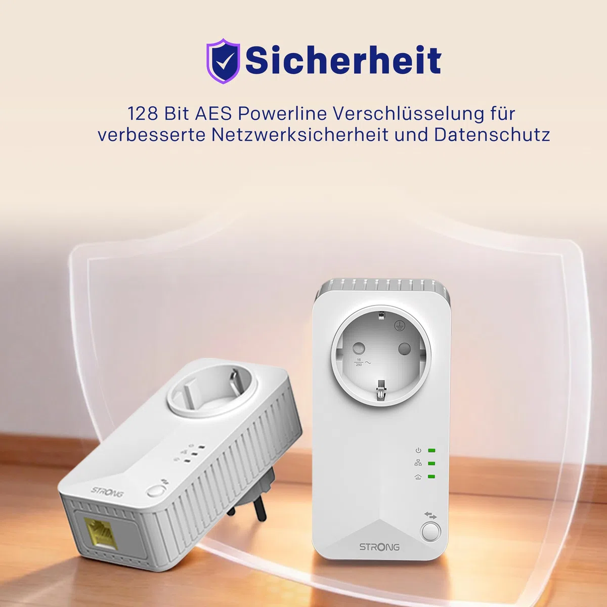 STRONG AV600 Mbit/s Powerline Adapter Setmit Steckdose, HomePlug AV2 Powerline Internet Verstärker, Plug & Play, EIN-Knopf-Sicherheit, Energiesparmodus, 100 Mbit/s LAN Ports, ideal für TV, PC