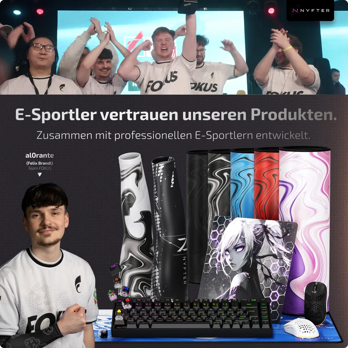 Nyfter - XXL Gaming Mauspad Liquid Design 900 x 500mm Premium Mousepad Size XXL vernähte Kanten langlebig mit high-end Glide und Anti-Rutsch