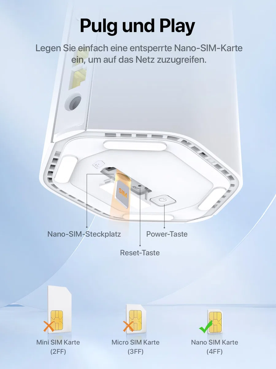 Tenda 5G01 5G NR Router für Nano SIM Karten, Wi-Fi 6 1500Mbps, 5G/4G LTE Modem mit Dual Band, Plug & Play, Gigabit WAN/LAN Port, 6 x Interne Antennen, Mesh Wi-Fi+, 5G Router - Einstiegslevel