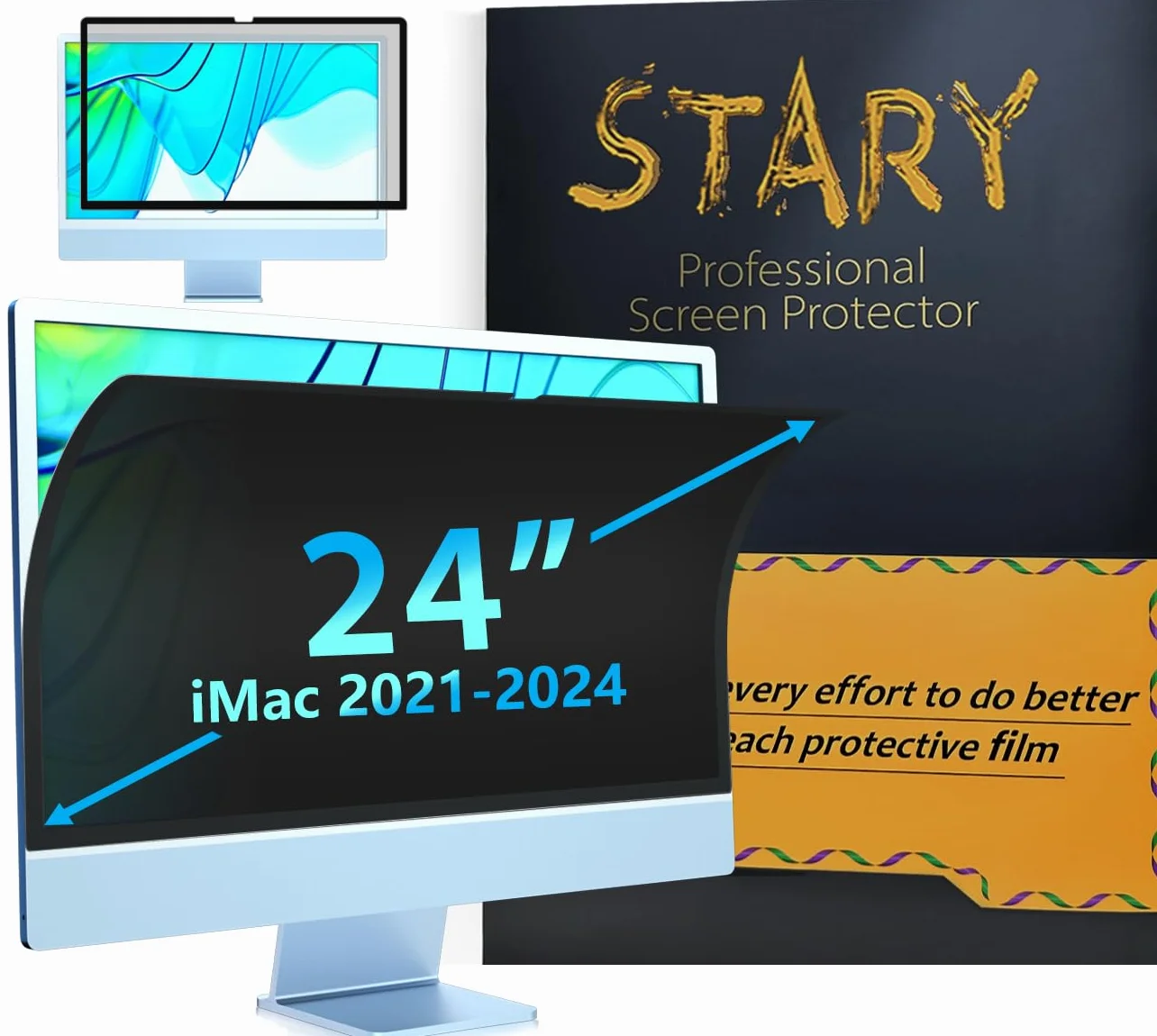 STARY Computer Sichtschutzfilter für iMac 24 Zoll 2021-2024 (M1) - abnehmbar blendfrei, kratzfest, blaues Licht, blockierend, Sichtschutz für iMac 24 zoll für Vertraulichkeit der Daten