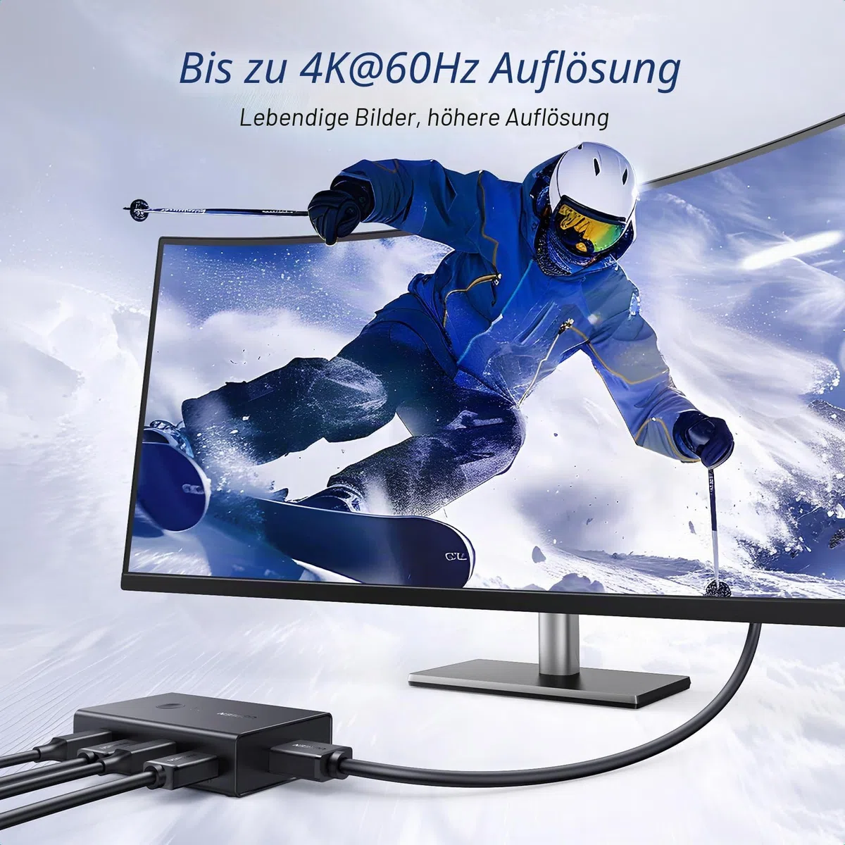 UGREEN HDMI 2.0 KVM Switch 2 PC 1 Monitor USB Switch 4K@60Hz | 2 PC Share 1 HDMI Monitor und 4 USB Anschlüsse für Tastatur, Maus, Drucker, Webcam, USB Mic usw.