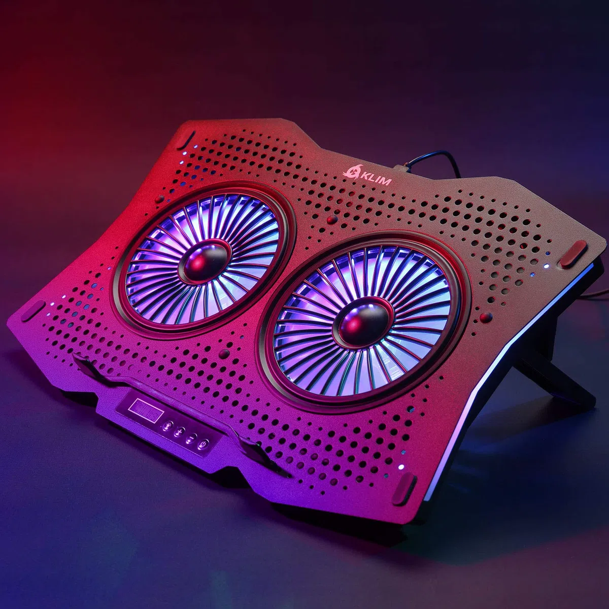KLIM Halo + Laptop Kühler mit RGB Beleuchtung + 11" - 17" + Gaming Laptop Lüfter Pad für den Schreibtisch + USB Notebook Kühler + sehr stabil und leise + Kompatibel mit Mac und PS4 - NEU