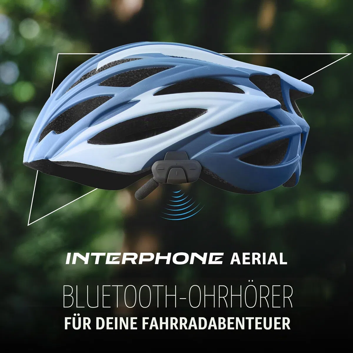 INTERPHONE Aerial Dual-Fahrrad-Gegensprechanlage für die Kommunikation zwischen 2 Fahrern bis zu 300 m, Gegensprechanlage für Fahrradhelm mit Bluetooth für GPS, Musik und Anrufe, wasserdicht und mit