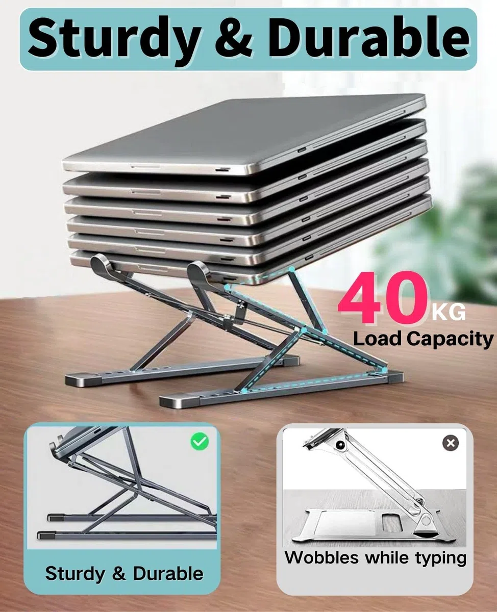 Laptop Ständer,Aluminium Höhenverstellbarer Belüfteter Notebook Ständer,Faltbarer tragbarer Laptop Stand Halterung alle 10-15,6 ” Laptops Tablet (Schwarz)