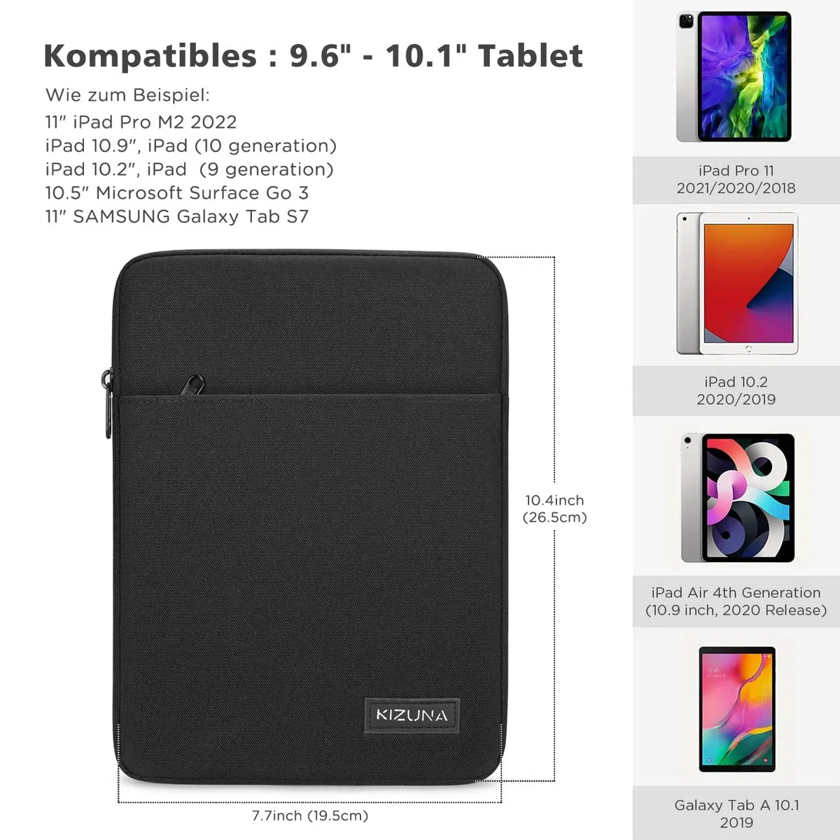 KIZUNA Tablet Tasche 8 Zoll Sleeve Hülle Laptop Wasserdicht Für iPad mini 6 8.3"/iPad mini 5 7.9"/8.0" Huawei M5/iPad mini 4,3,2/Samsung Galaxy Tab S2/Lenovo Tablettasche Notebook Bag, Braun