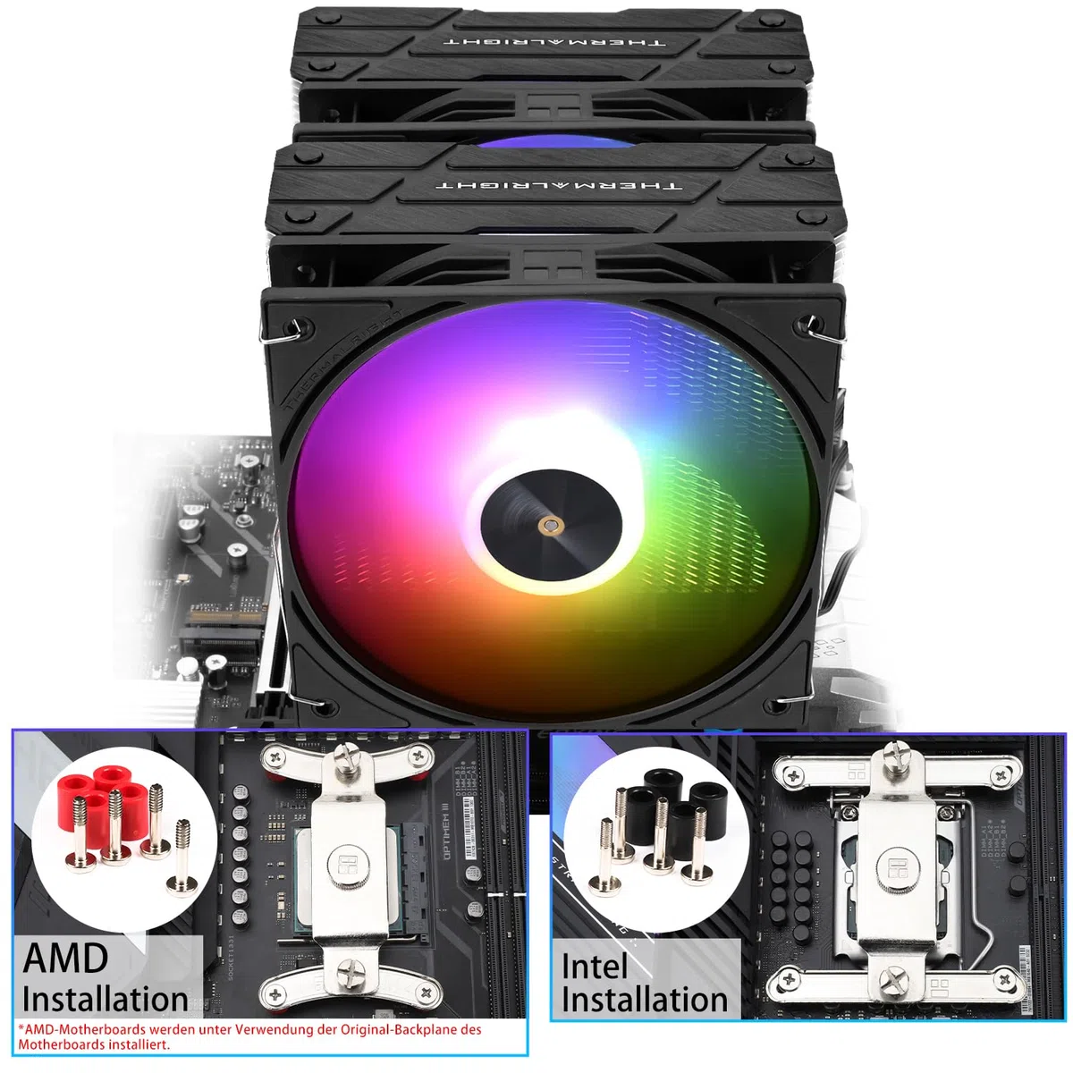 TR-Thermalright Peerless Assassin 120 ARGB Black V3 CPU-Kühler,Doppel-Tower mit 6 Heatpipes Kommt mit schwarzer Top-Abdeckung, zwei 120mm PWM-Lüftern-2000U/min, für AM5/AM4, LGA1851/1700/115x/1200