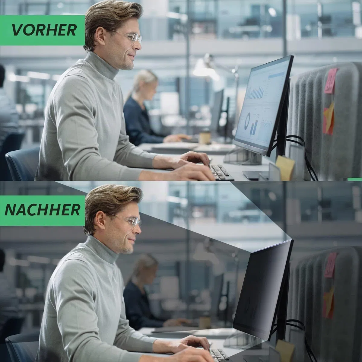 Blickschutzfolie 24 zoll 16:9 für Monitor Hängenden,Anti-Blaulicht 24" Sichtschutzfolie Bildschirm, Blendschutz Sichtschutz Monitor, Abnehmbar Computer Privacy Screen für Büro