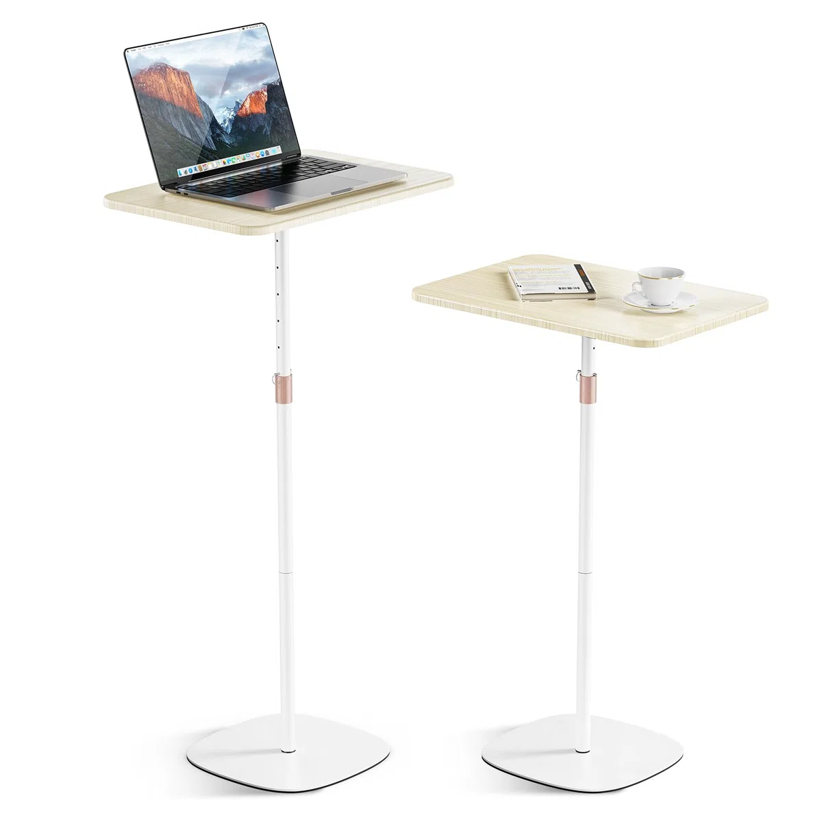 Tragbarer Laptop-Ständer, höhenverstellbarer Beistelltisch für Sofa/Nachtschrank, eleganter Holz-Rednerpult-Ständer, mobiles Podium für Zuhause, Büro und Schule, Weiß