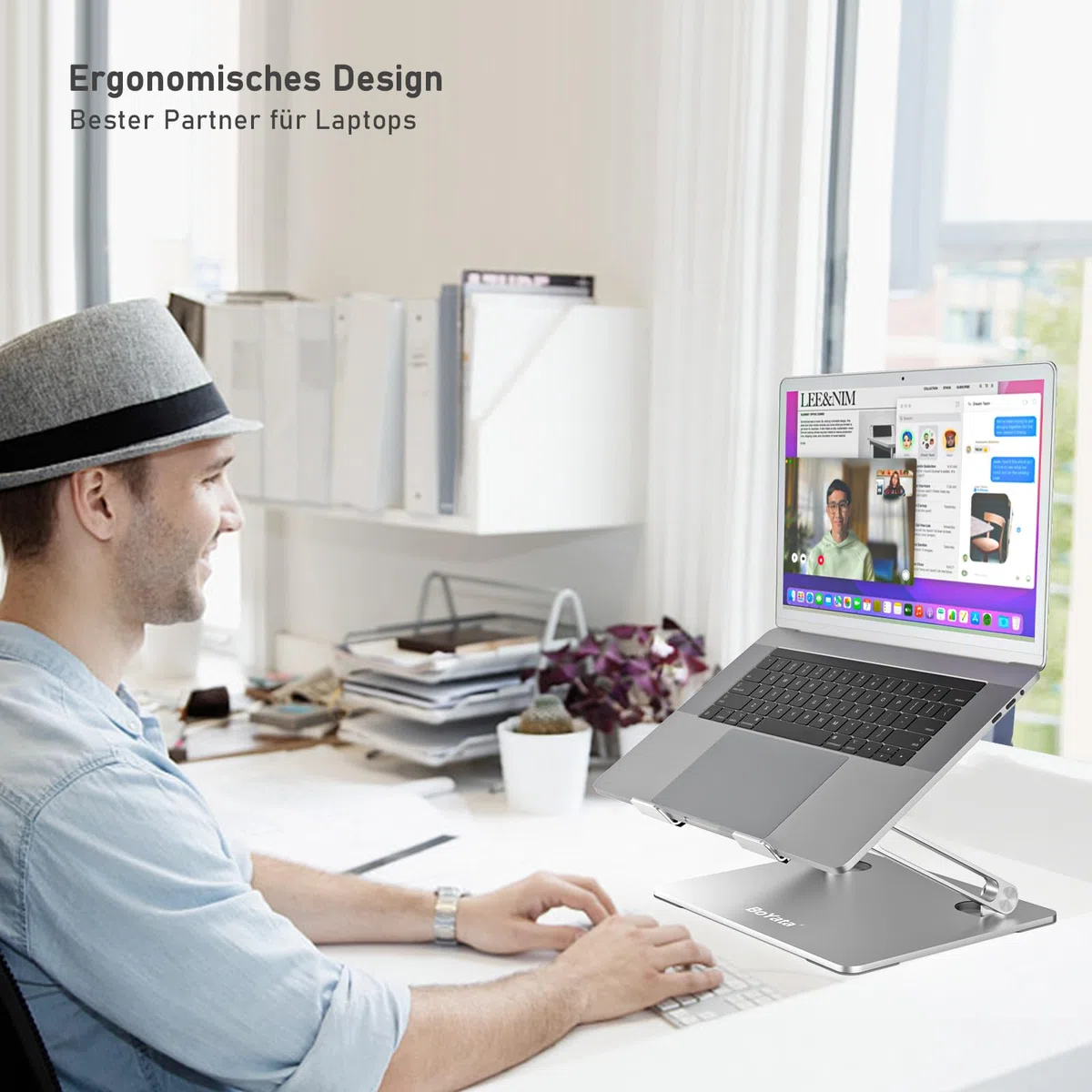 BoYata Laptopständer, Multi-Angle Laptop Ständer mit Heat-Vent, Verstellbarer Notebook Ständer Kompatibel für Laptops (10-15 Zoll) einschließlich MacBook Pro/Air, Dell, HP, Samsung (Silber)