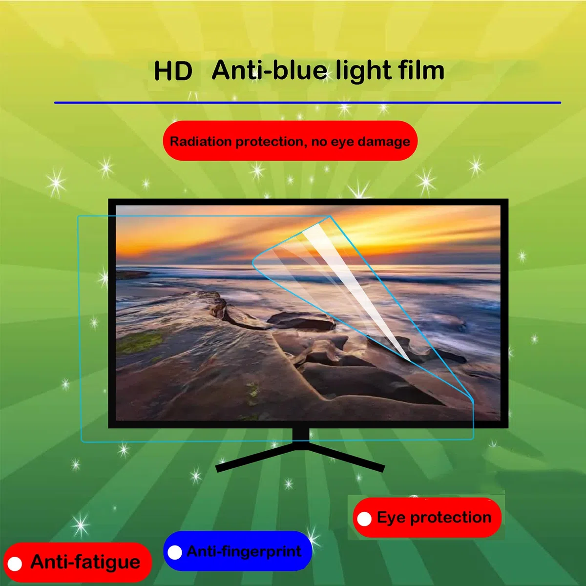 Desktop-Computer 17-27-zoll-bildschirmfolie Hd, Anti-blaulicht, Anti-Kratz-verletzungsbildschirm, Entlastet Die Augen des Computers Und Hilft Ihnen, Besser Zu Schlafen,18.5inch(410x230mm)
