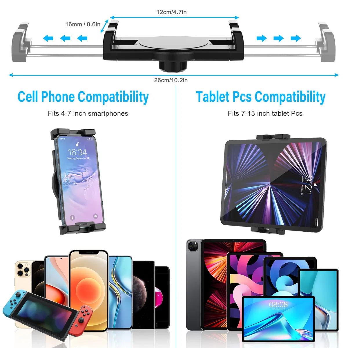 Oilcan Auto CD Schlitz Tablet Halterung, CD Player Tablet Autohalterung Vorne mit Upgrade-Teleskop-Arm, CD Slot Holder für iPad Pro Air Mini, Galaxy Tab, Kindle, iPhone 4-12.9" Handys & Tablets
