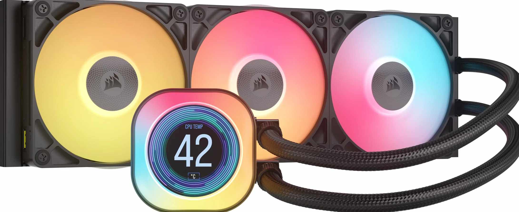 Corsair iCUE LINK Titan 360 RX LCD CPU-Flüssigkeitskühler – 360mm AIO – FlowDrive-Kühl-Engine – Intel LGA 1851/1700, AMD AM5/AM4 – 3X RX120 RGB-Lüfter – iCUE LINK-System-Hub Inbegriffen – Schwarz