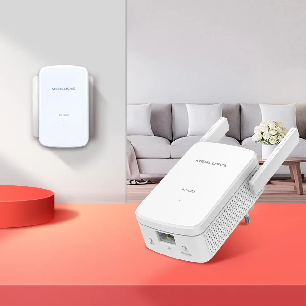Mercusys Powerline WLAN MP510 KIT, 1000 Mbit/s HomePlug AV2, 300 Mbit/s WLAN, Gigabit Port, Plug & Play