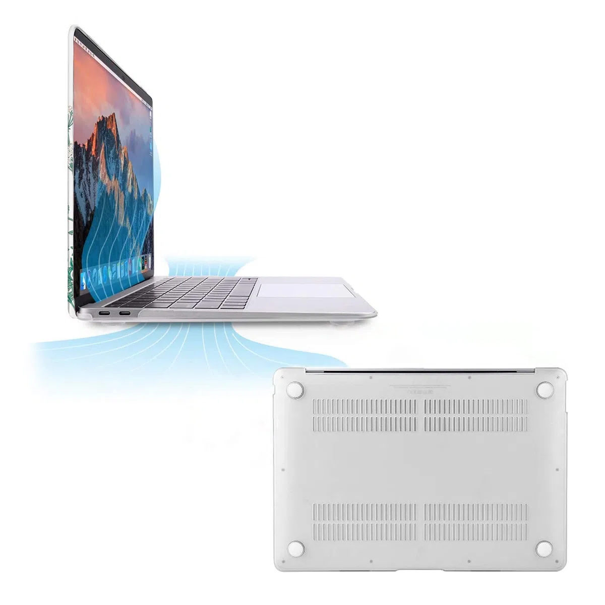 MOSISO Hülle Case Kompatibel mit MacBook Air 13 Zoll 2021 2020 2019 2018 A2337 M1 A2179 A1932 Retina Display, Plastik Lebendige Blume Hartschale&Tastaturschutz&Displayschutzfolie,Transparent
