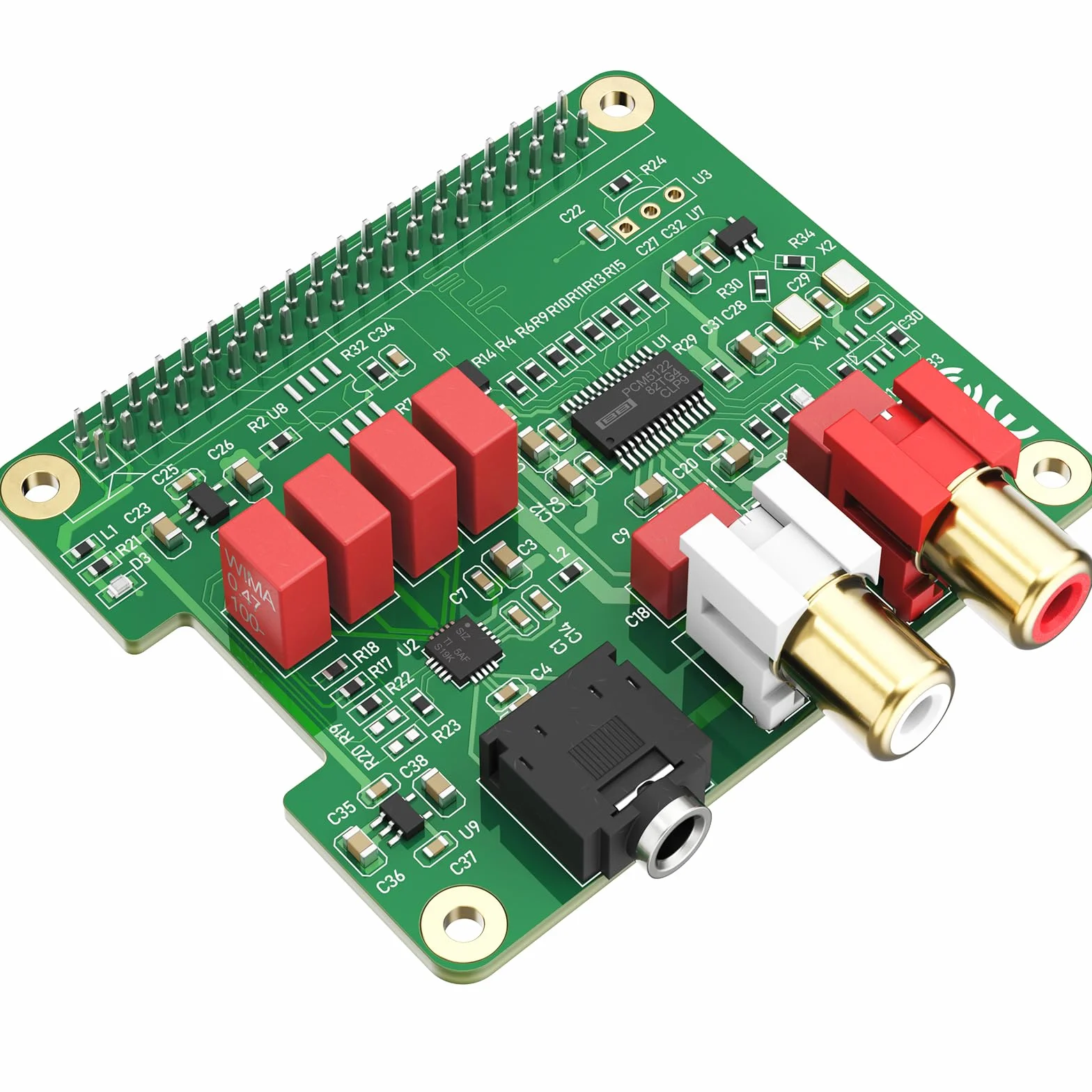 InnoMaker HiFi DAC HAT für Raspberry Pi 5/4/3B+/Zero | PCM5122 384kHz/32bit DAC Audio-Erweiterungskarte | Duale Oszillatoren & DOP | RCA/3.5mm Ausgang, 112dB SNR