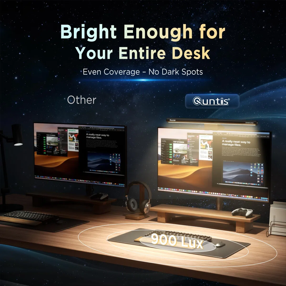 Quntis Computer Monitor Lampe mit Gaming Deko RGB Hintergrundbeleuchtung, 40cm Monitor Light Bar mit Touch Control, Anti-blaues Licht, USB Bildschirmlampe mit einstellbarer Farbtemperatur Helligkeit