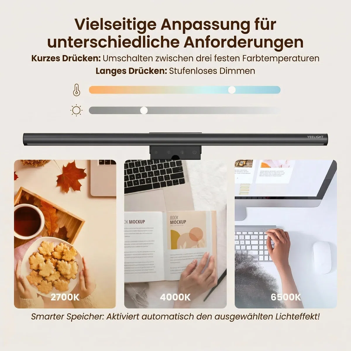 Yeelight Monitor Lampe LED mit Fernbedienung & Touch Control, 40cm Monitor Light Bar mit Anti-blaues Licht, monitor licht Bildschirmlampe USB mit Auto-Dimmen, PC Monitorlampe Büro Lampe