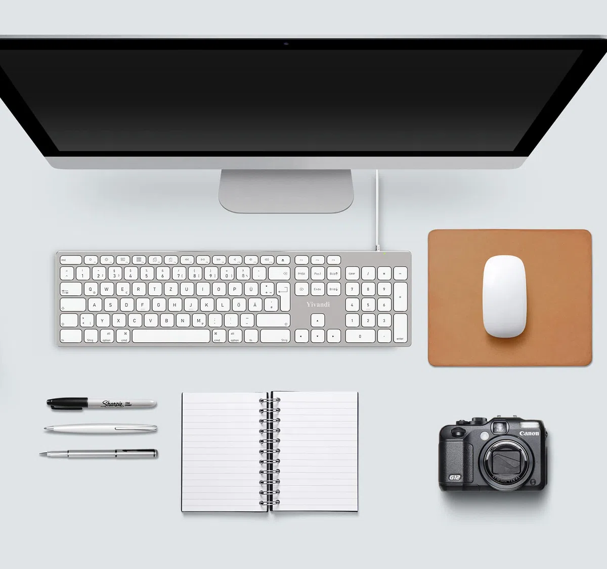 Kabelgebundene Tastatur mit Ziffernblock für Apple Mac OS, Eleganter Vollaluminiumrahmen, Deutsches QWERTZ-Layout, Plug-it-Play USB Tastatur für iMac/Mac mini/MacBook