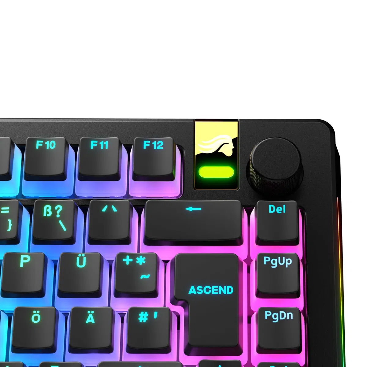 GLORIOUS Gaming - GPBT Aura RGB : Pudding-Style-, Double-Shot PBT, lichtdurchlässig, für mechanische 100%-, 75%-, 65%- und 60%-Spezialtastaturen, Schwarz - Deutsche QWERTZ-Belegung