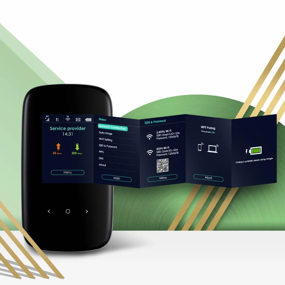 Zyxel 4G LTE-A Mobile WiFi Hotspot, Download-Geschwindigkeit bis zu 300 Mbit/s, Dual-Band WLAN für bis zu 32 Geräte, Akkulaufzeit für den ganzen Tag [LTE2566-M634]