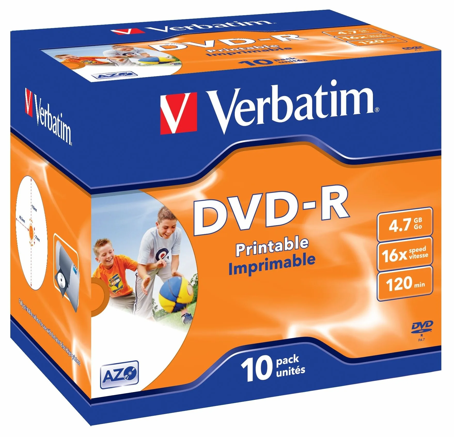 Verbatim 43521/10 4,7 GB DVD-R DVD-Rohling – blanko DVDs (4,7 GB, DVD-R, 120 mm, Cakebox)