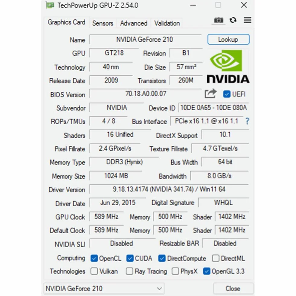 QTHREE Geforce GT 210 1G D3 64-bit Grafikkarte, 1x HDMI, 1x VGA, Low Profile Grafikkarten, Desktop-Grafikkarte für PC, PCI Express x16, DirectX 11